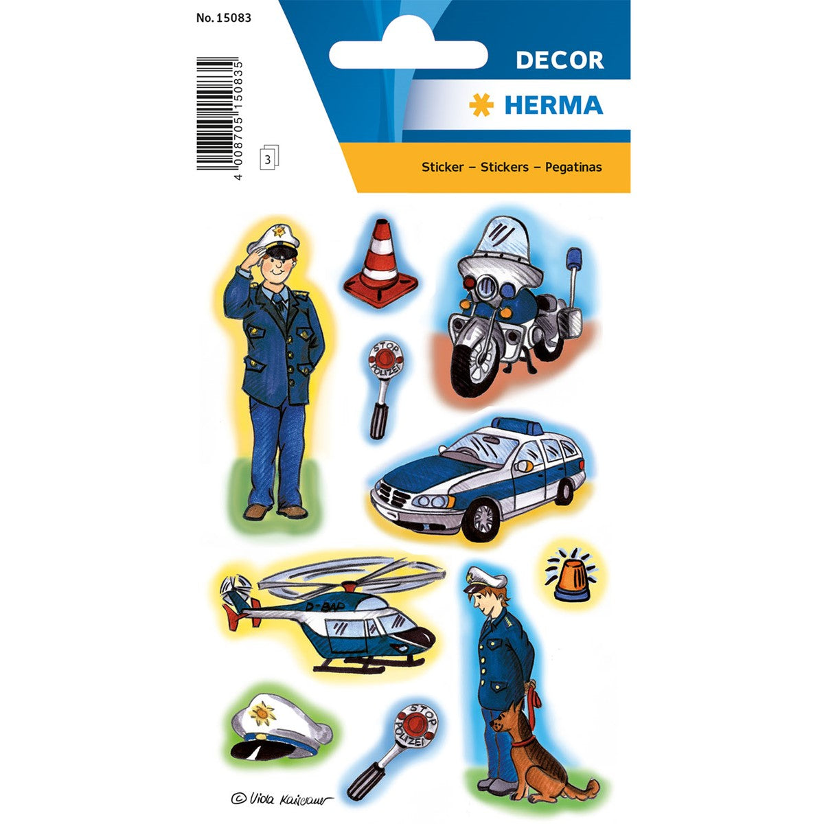 Herma Police Stickers A Pack Of 3 Sheets