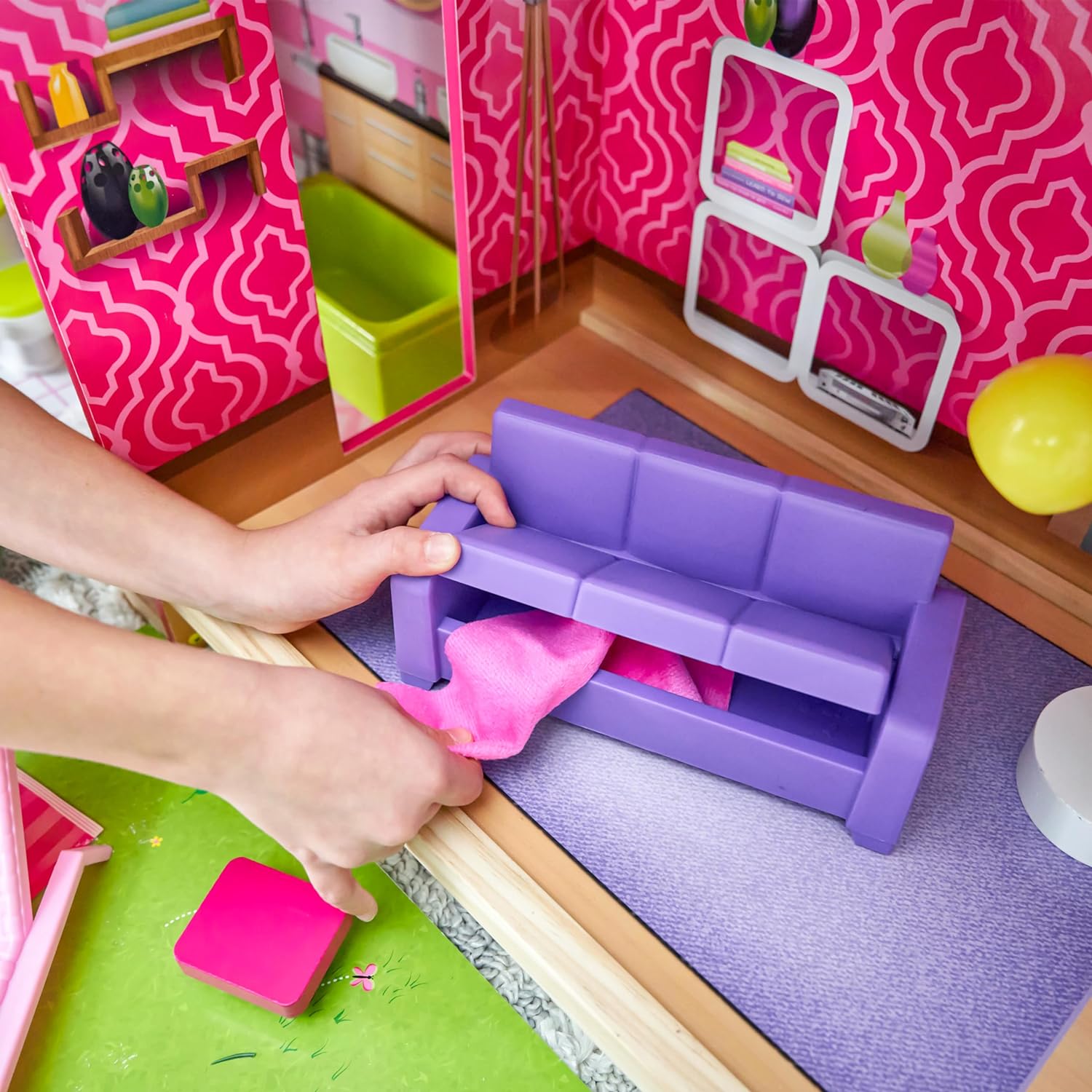 Wooden Uptown Dollhouse With Furniture And Accessories Included