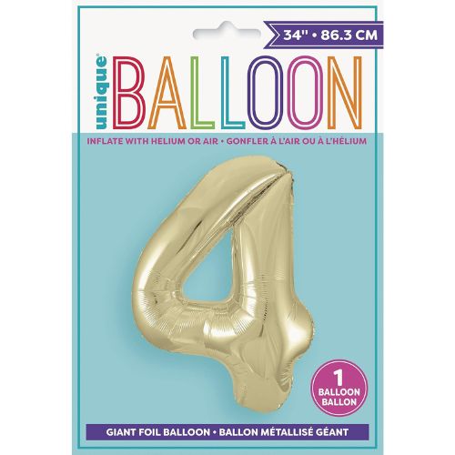 Unique Helium Foil Balloon 86.3cm - All Numbers! - Gold