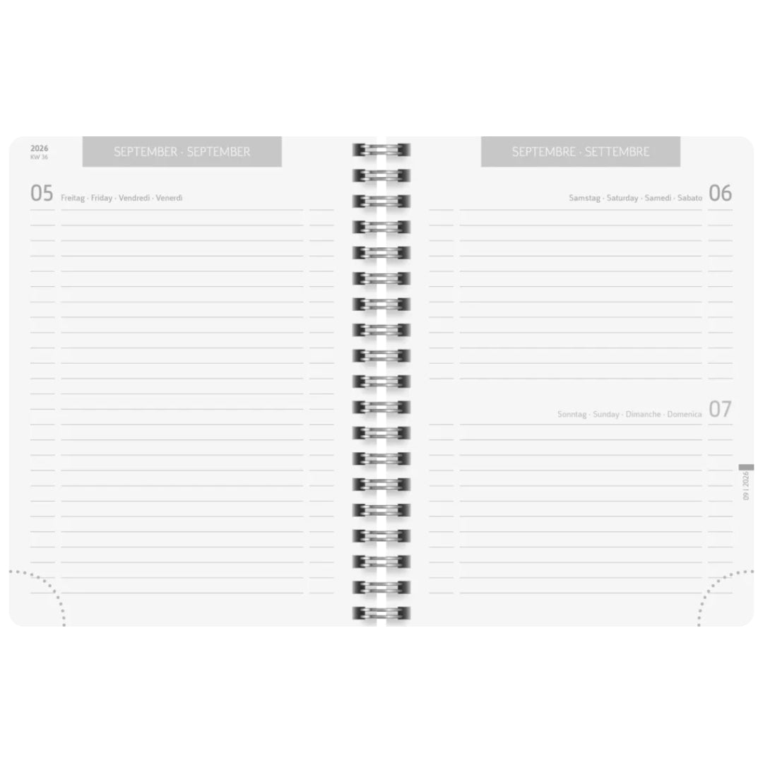 A6 Brunnen Scholastic Diary Day Per Page - 2026/27 - Grey Marble