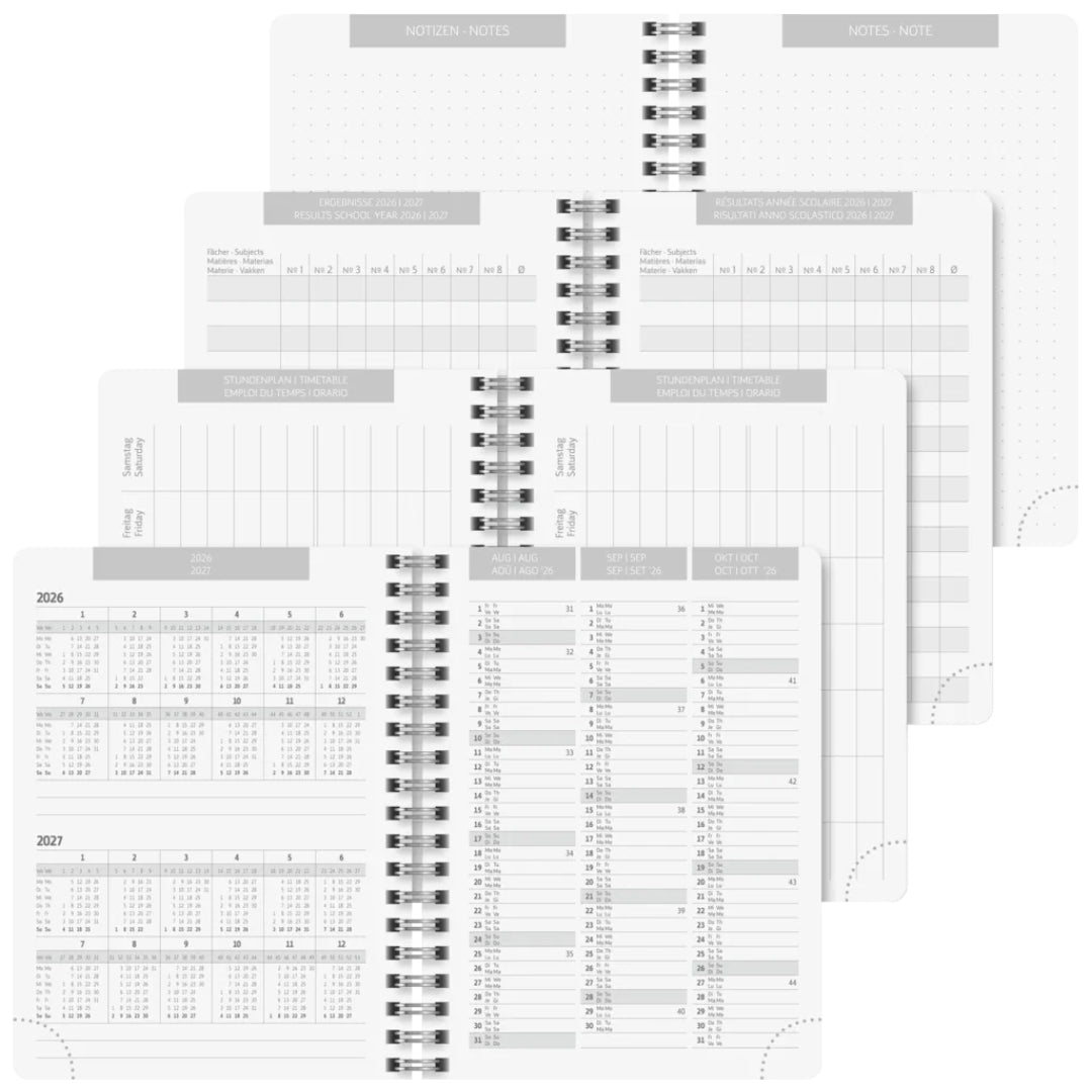 A6 Brunnen Scholastic Diary Day Per Page - 2026/27 - Grey Marble