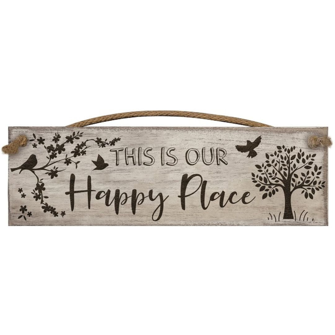 Hanging Wooden Plaque - Happy Place