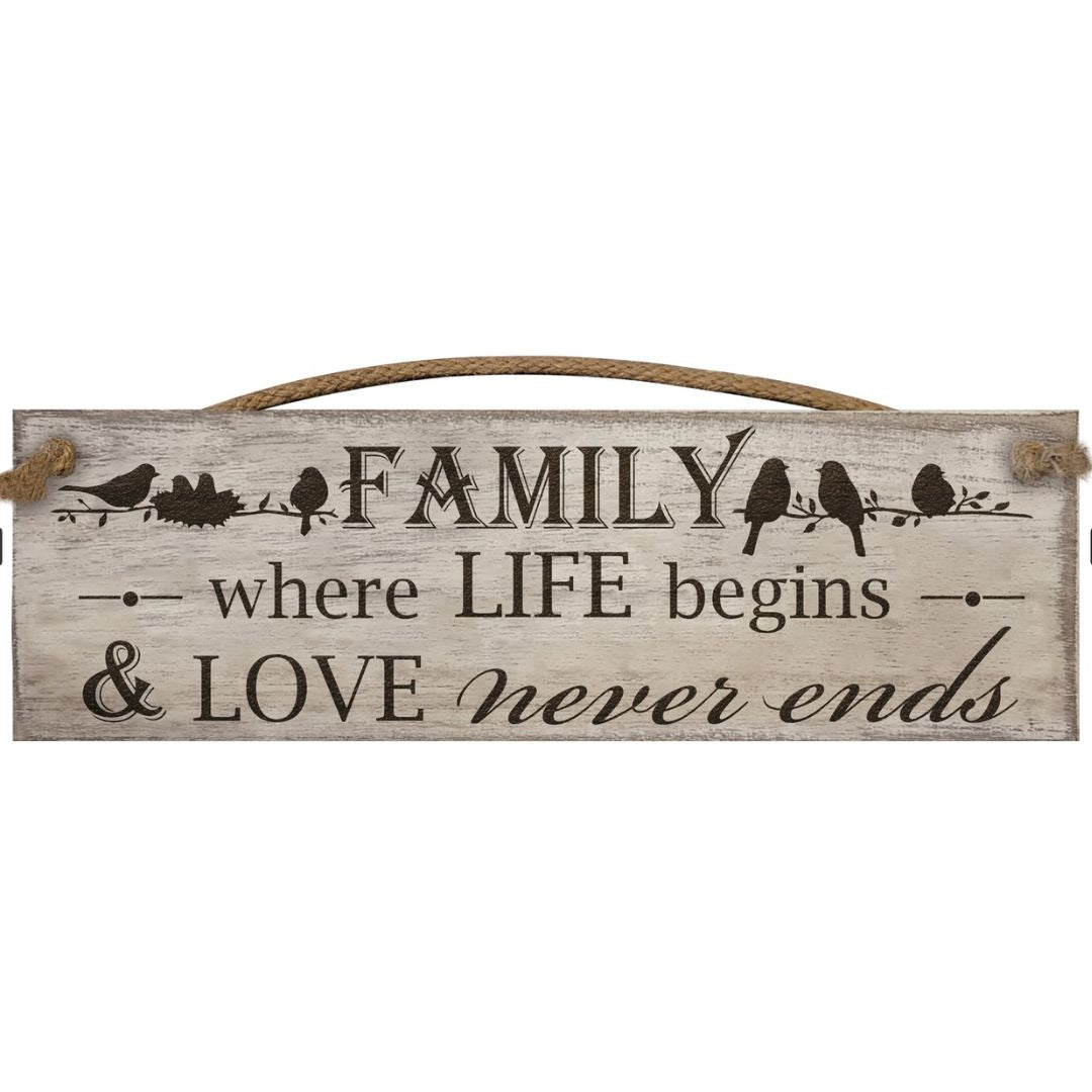 Hanging Wooden Plaque - Where Life Begins