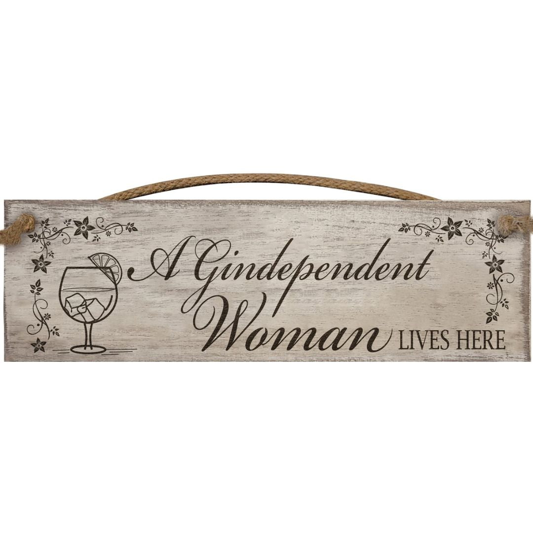 Hanging Wooden Plaque - Gin-Dependent Woman