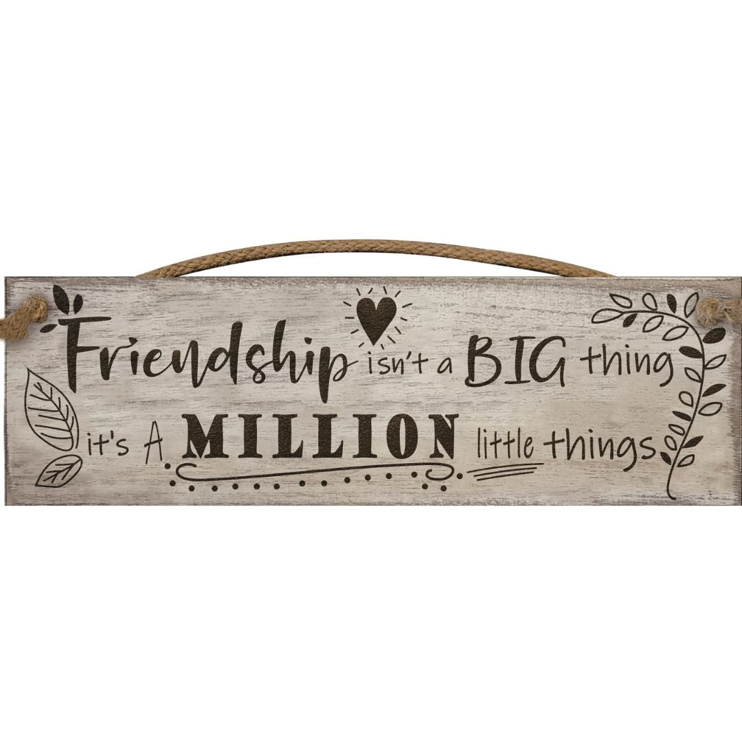 Hanging Wooden Plaque - Frienship Isn't Big