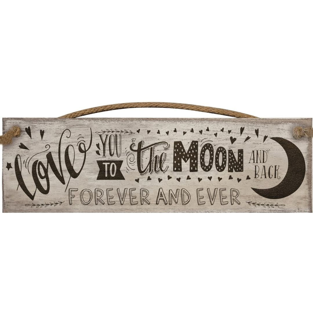 Hanging Wooden Plaque - Love You To The Moon