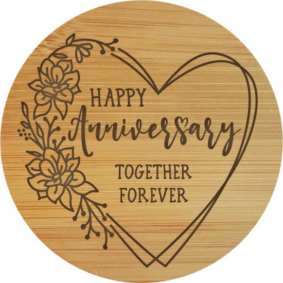 Happy Anniversary Together Forever Wooden Quote Lid