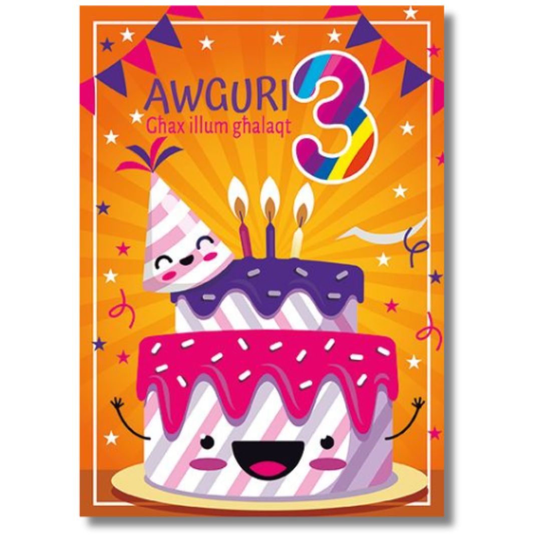 Awguri Ghax Illum Ghalaqt 3' Cake Birthday Card