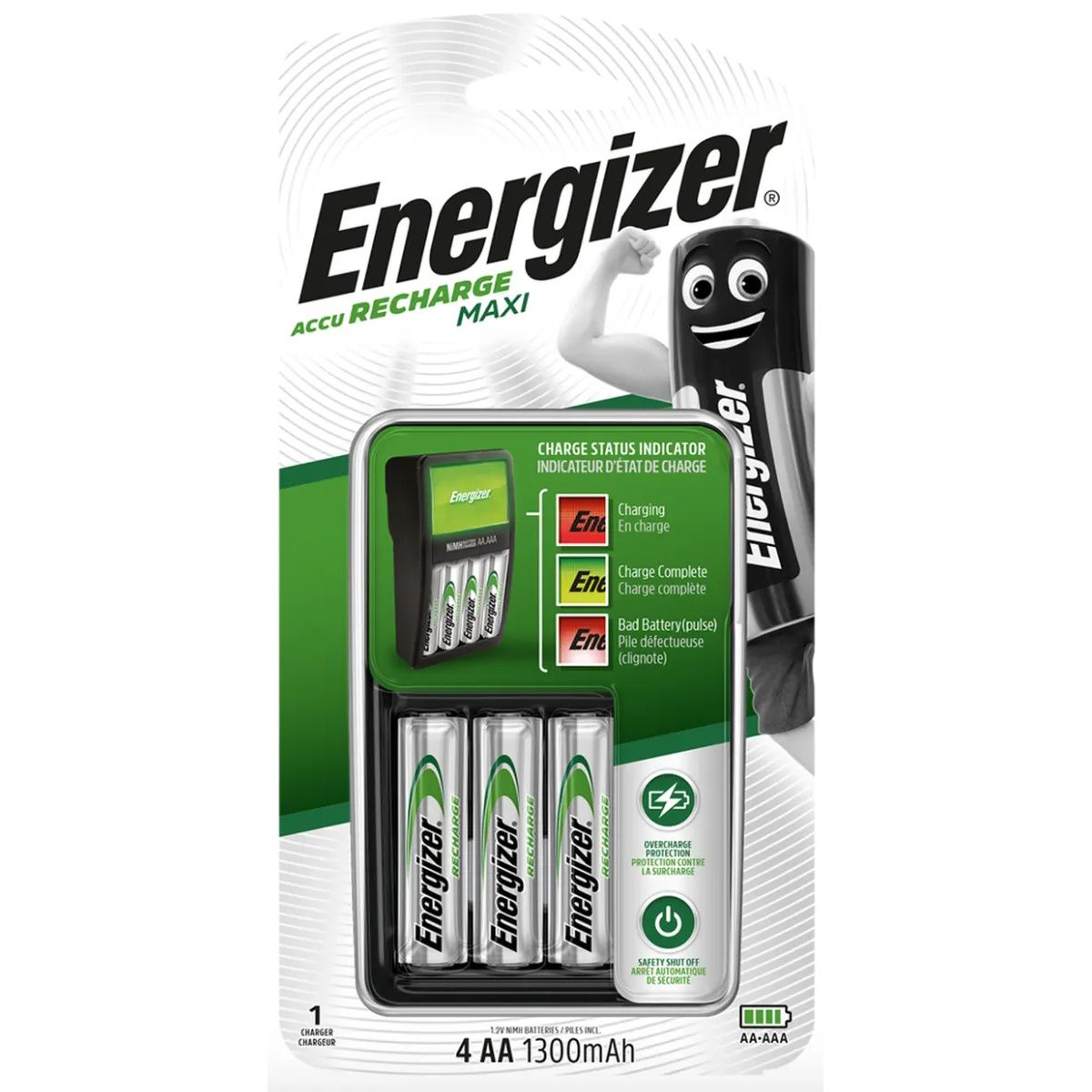 Energizer Maxi Charger + Rechargeable Batteries A Pack Of 4pcs - AA
