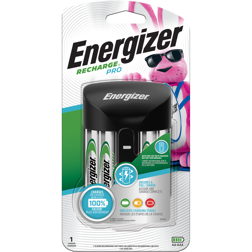 Energizer Pro Charger + Rechargeable Batteries A Pack Of 4pcs - AA