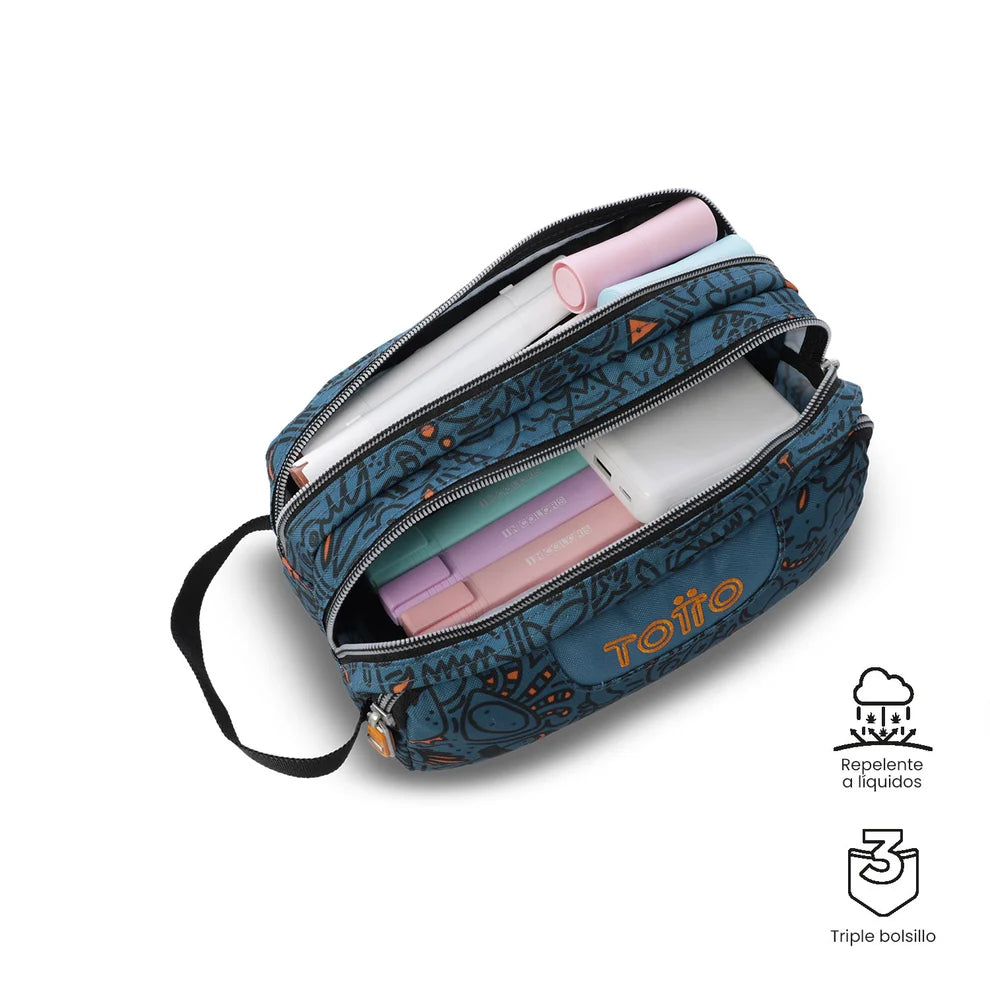 Totto 3 Compartments Pencil Case 11.5 x 23 x 10.5cm - Multiuso Agapec - 5L4