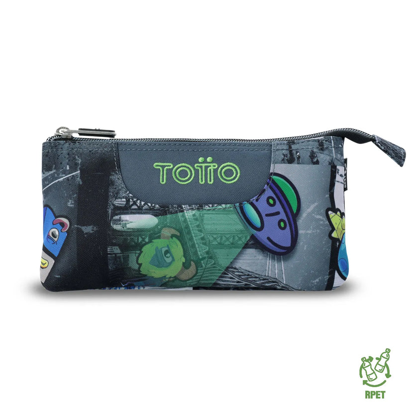 Totto 3 Compartments Pencil Case 11 x 22 x 3.5cm - Multiuso Tablero - 2EC