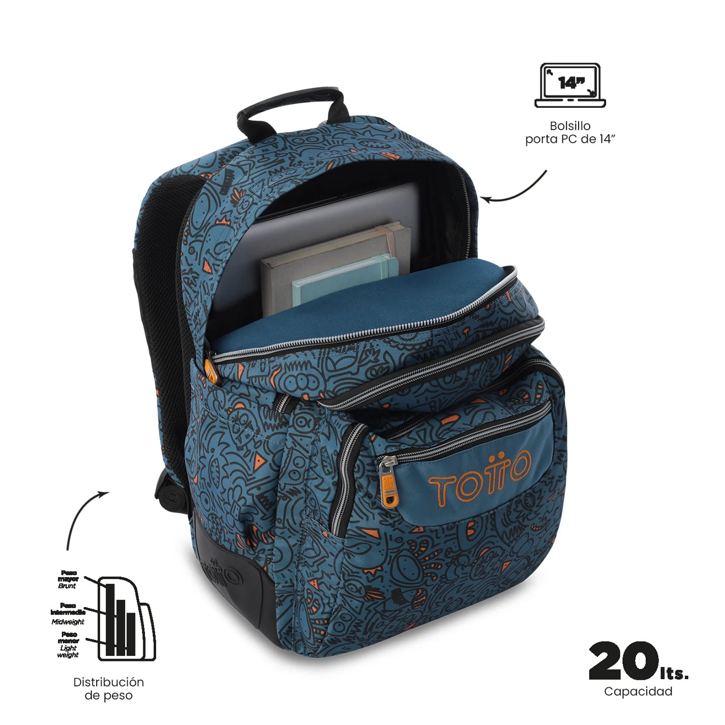 Totto Backpack 44 x 33 x 13.5cm - Rayol - 5L4