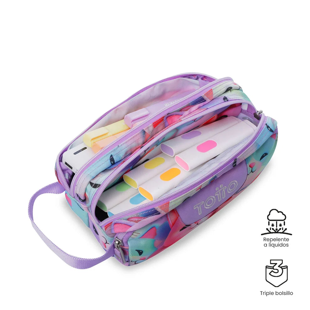 Totto 3 Compartments Pencil Case 11.5 x 23 x 10.5cm - Multiuso Agapec - 0S6