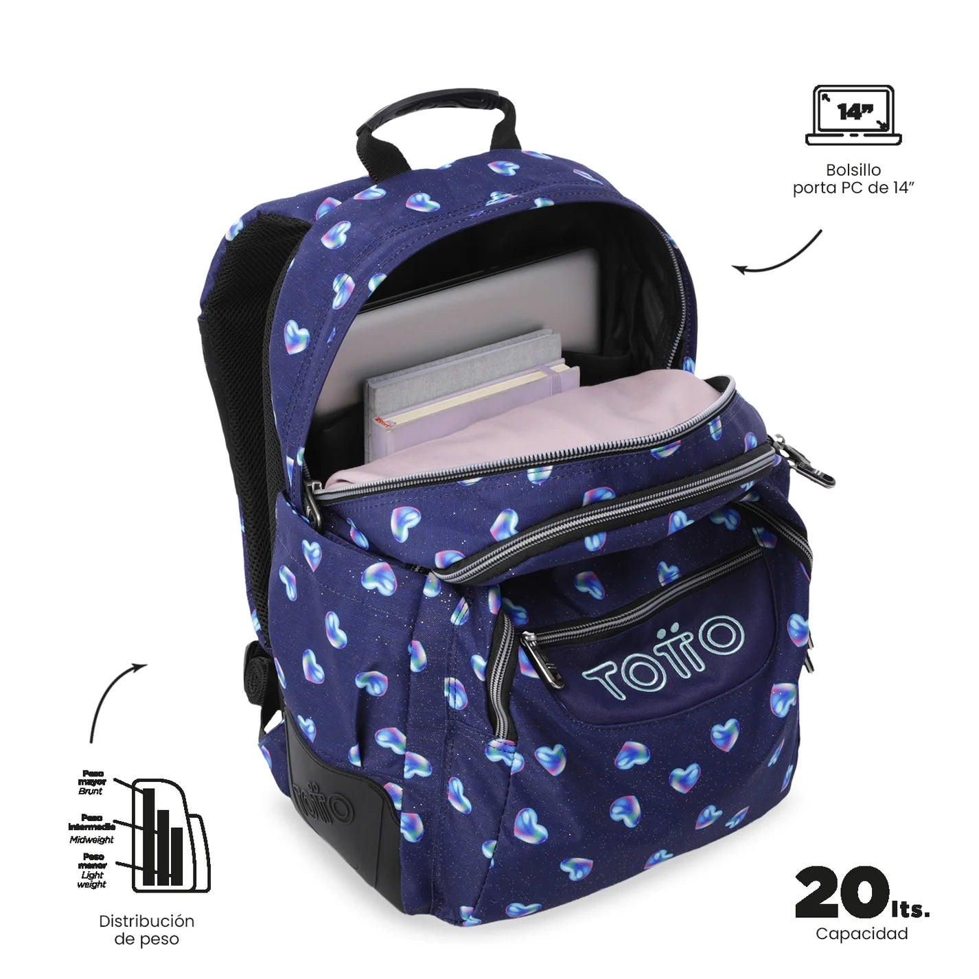 Totto Backpack 44 x 33 x 13.5cm - Rayol Glitter - 4FE
