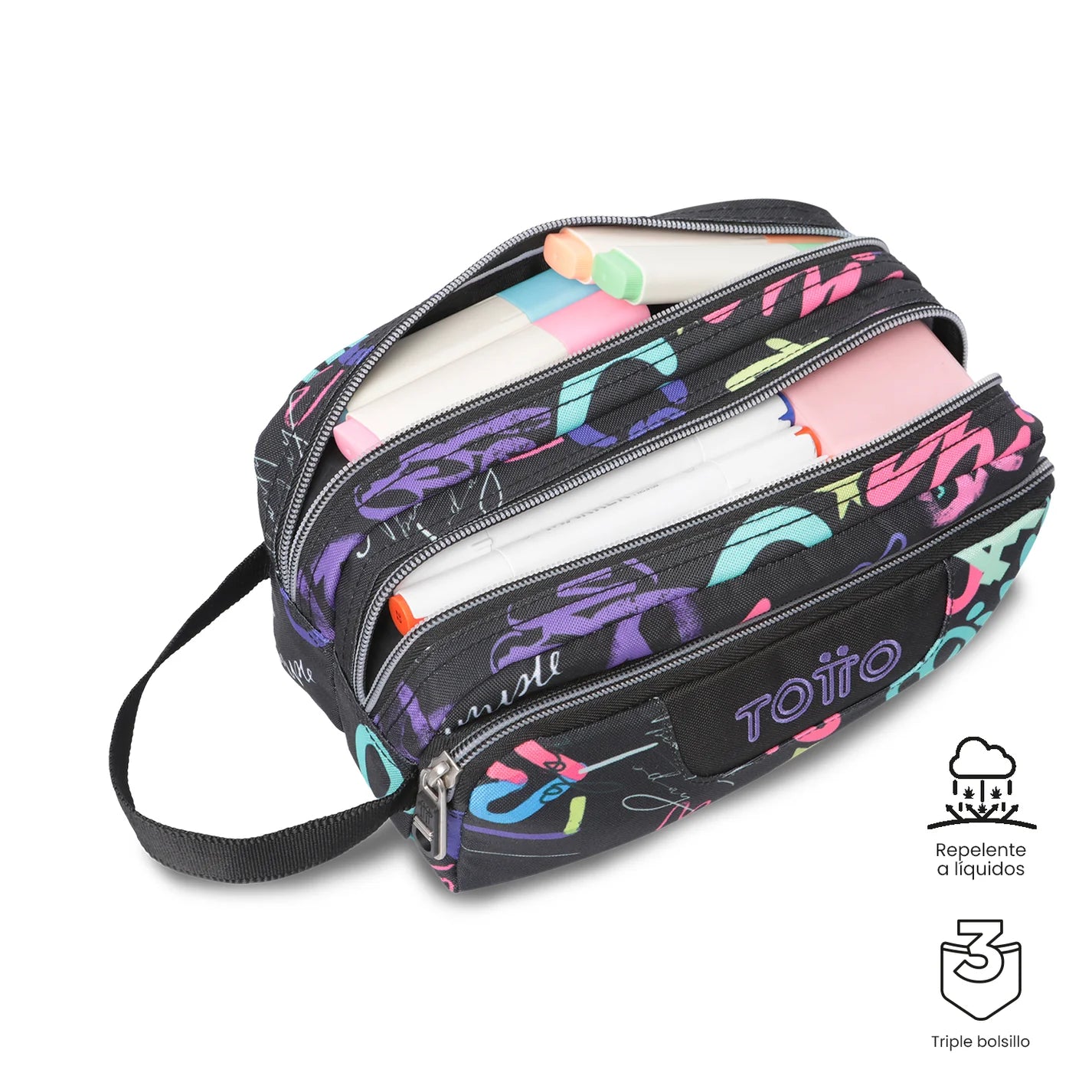 Totto 3 Compartments Pencil Case 11.5 x 23 x 10.5cm - Multiuso Agapec - 7EZ