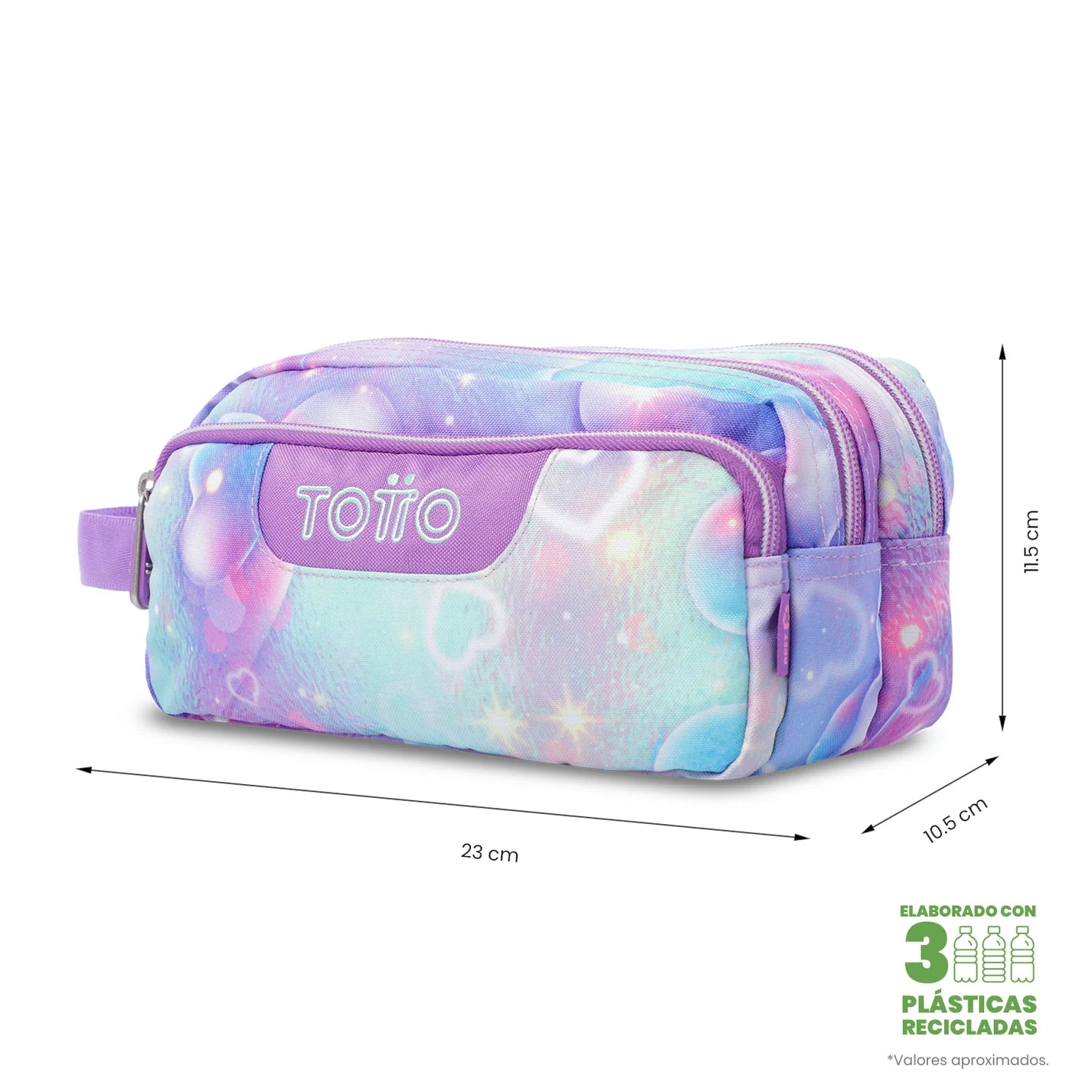 Totto 3 Compartments Pencil Case 11.5 x 23 x 10.5cm - Multiuso Agapec - 5MG