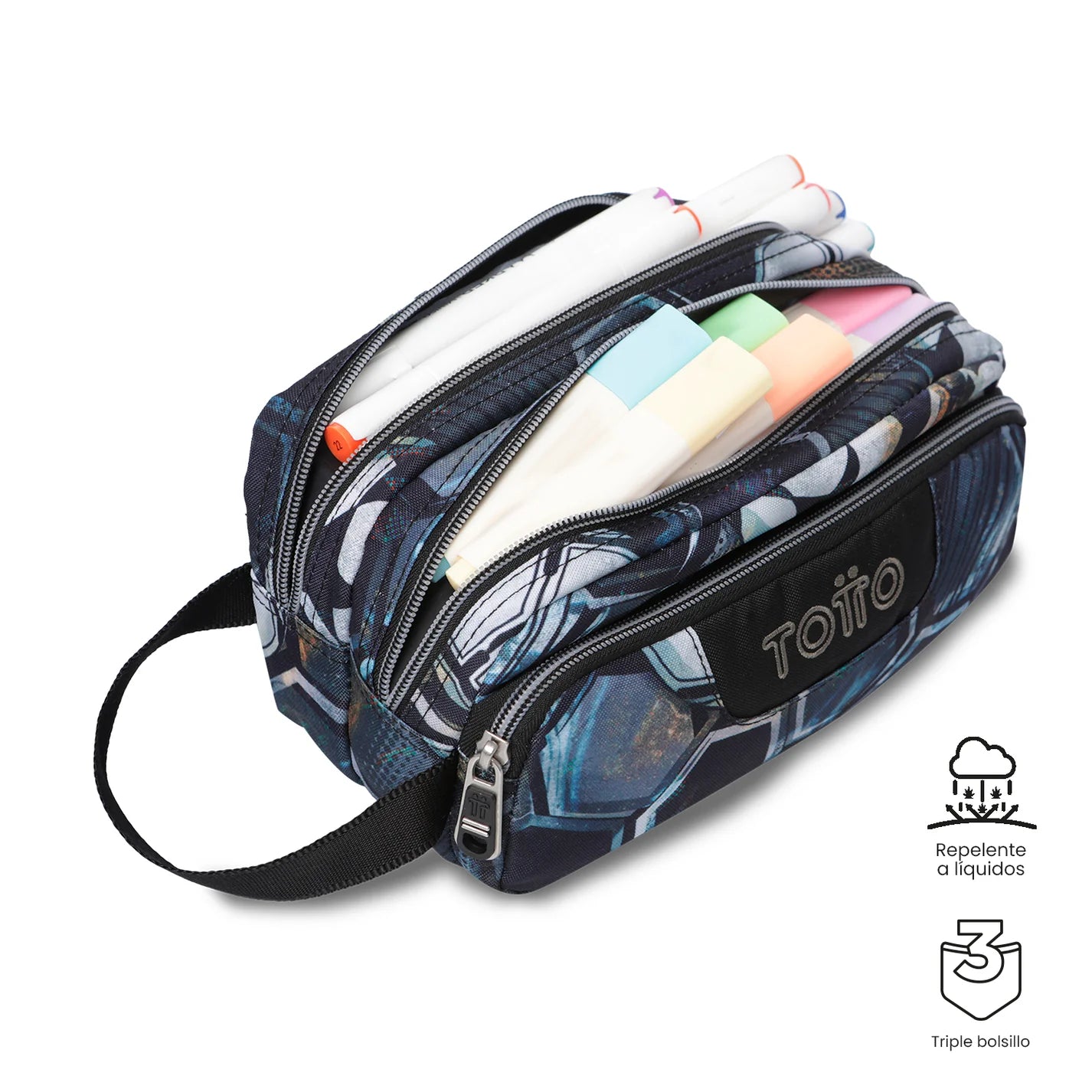 Totto 3 Compartments Pencil Case 11.5 x 23 x 10.5cm - Multiuso Agapec - 7EM