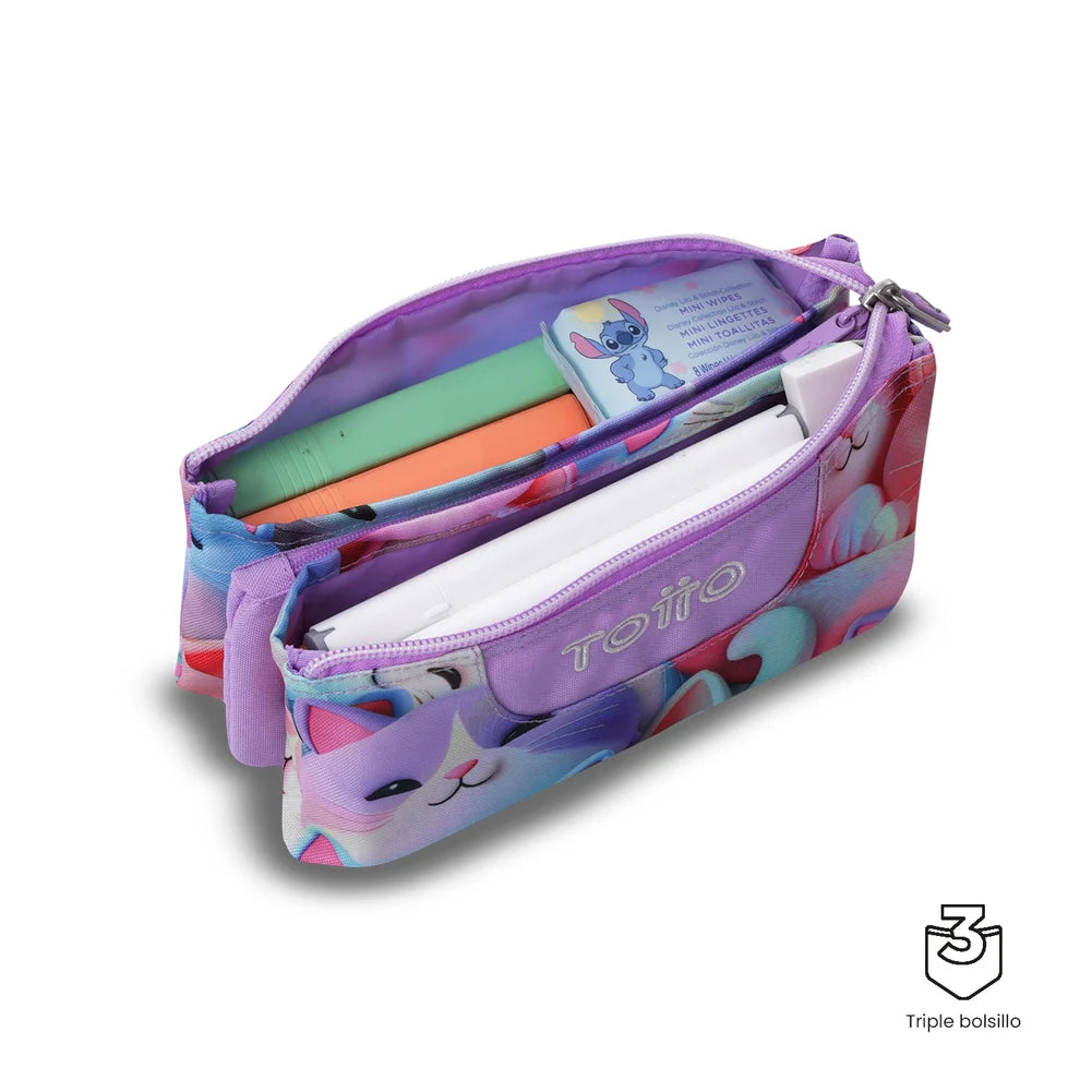 Totto 3 Compartments Pencil Case 11 x 22 x 3.5cm - Multiuso Tablero - 0S6