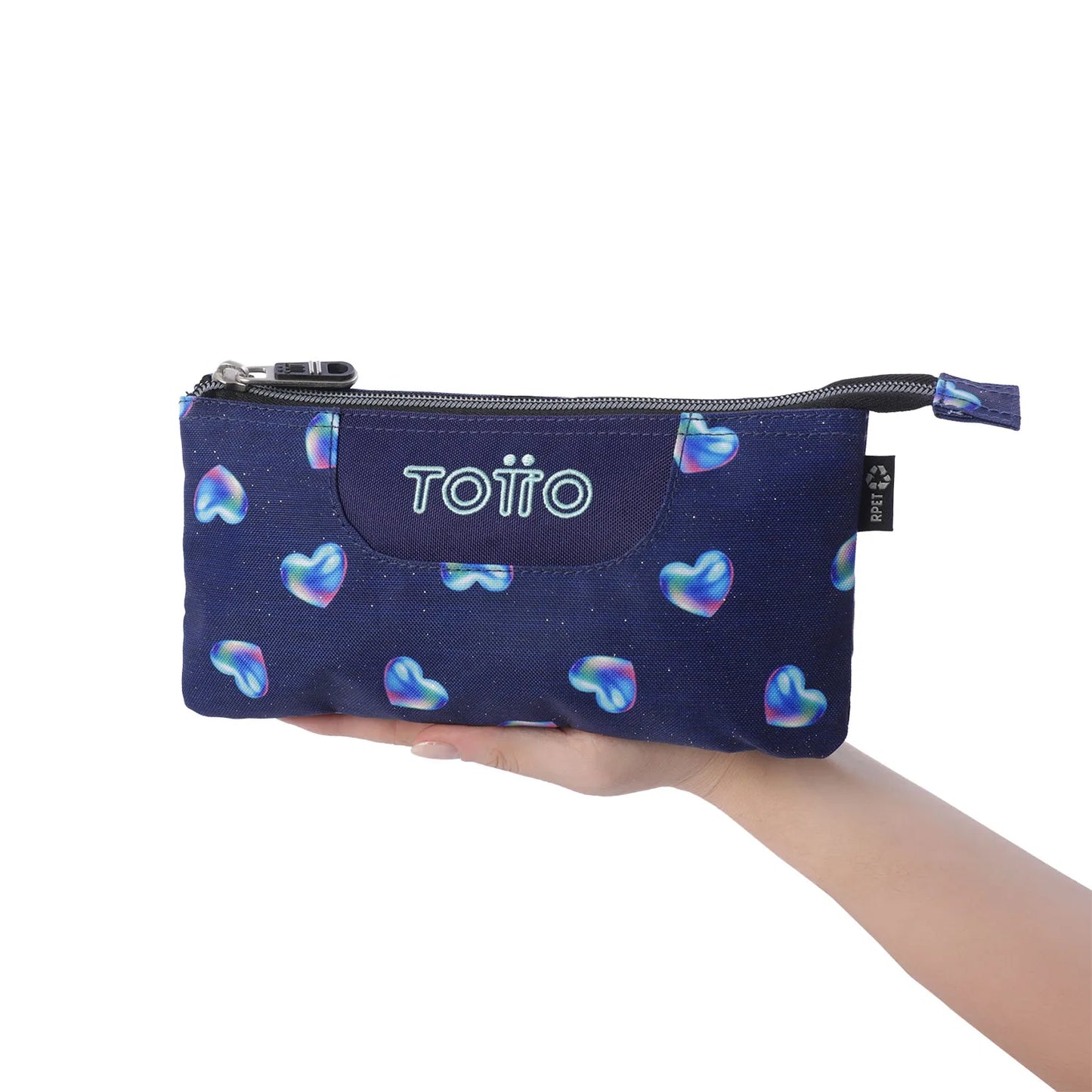 Totto 3 Compartments Pencil Case 11 x 22 x 3.5cm - Multiuso Tablero Glitter - 4FE