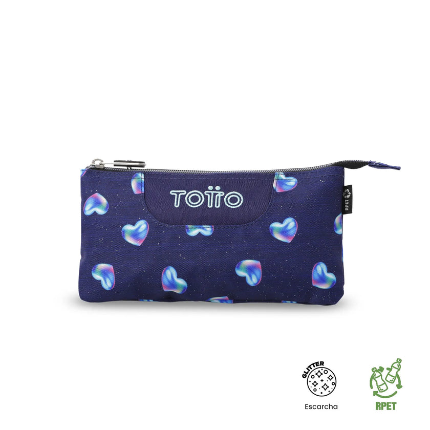 Totto 3 Compartments Pencil Case 11 x 22 x 3.5cm - Multiuso Tablero Glitter - 4FE