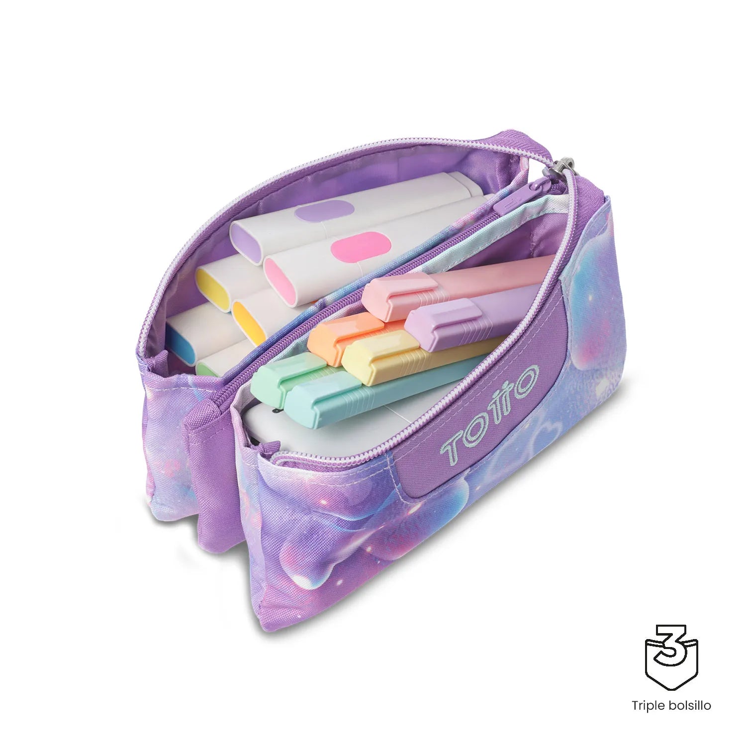 Totto 3 Compartments Pencil Case 11 x 22 x 3.5cm - Multiuso Tablero - 5MG
