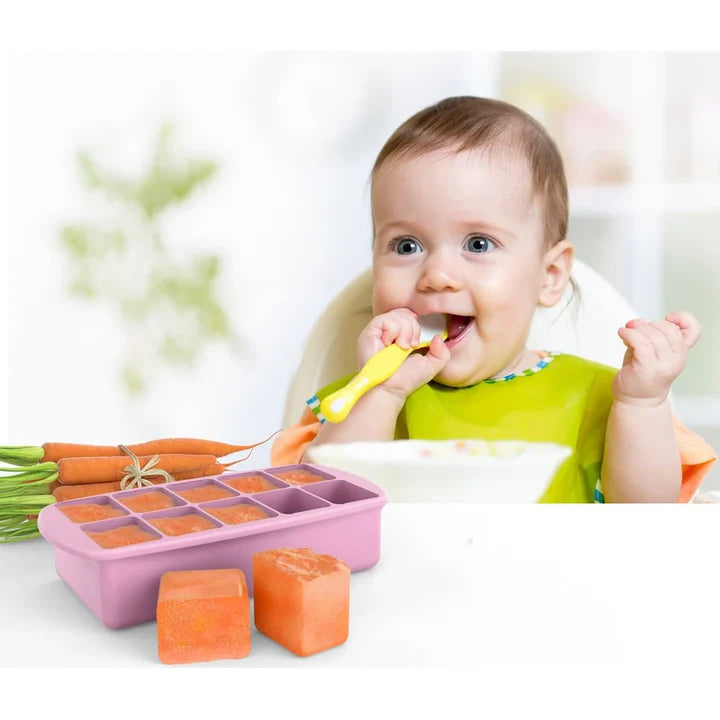 Melii - Silicone Baby Food Freezer Tray with Lid - Pink