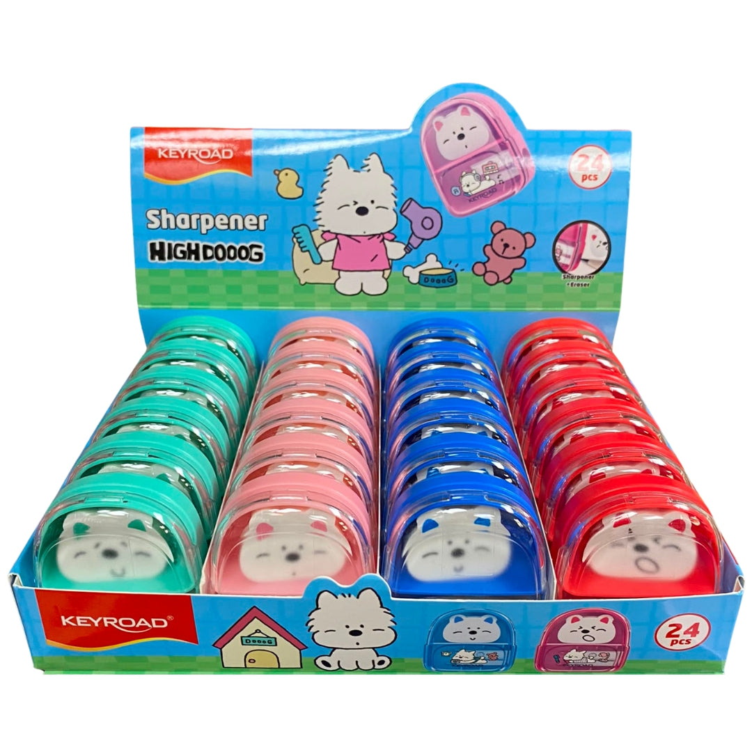 Keyroad Single-Hole Sharpener With Eraser - Highdooog x 1pc Assortment