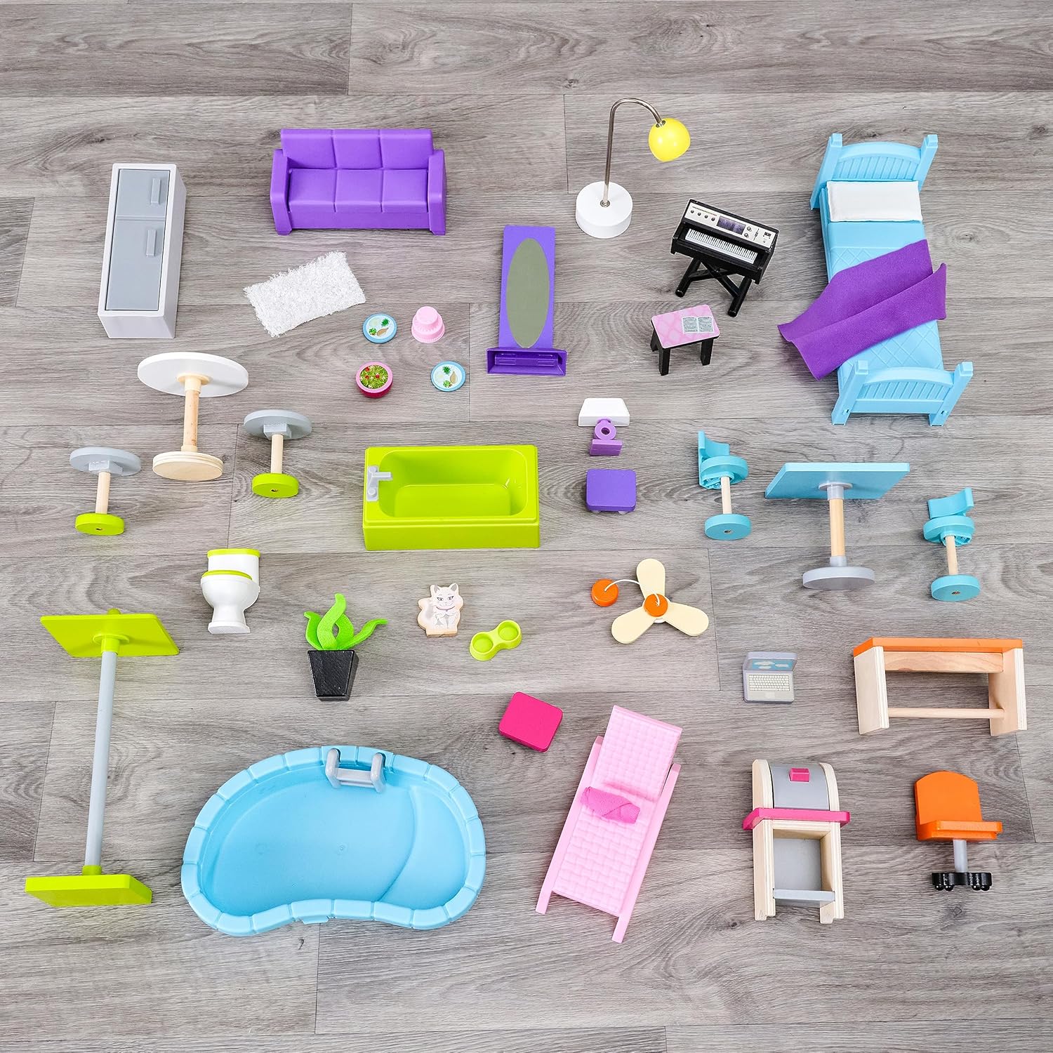 Wooden Uptown Dollhouse With Furniture And Accessories Included