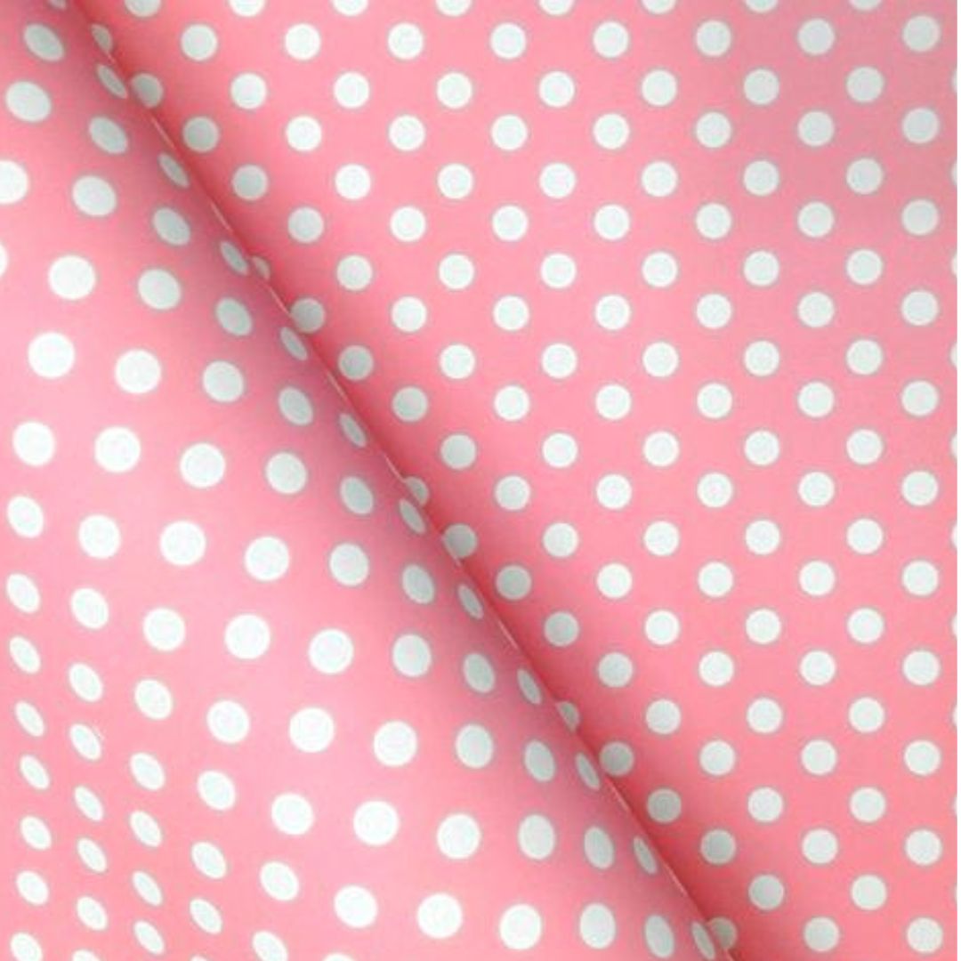 Gift Wrapping Paper 50 x 70cm Pink With White Dots