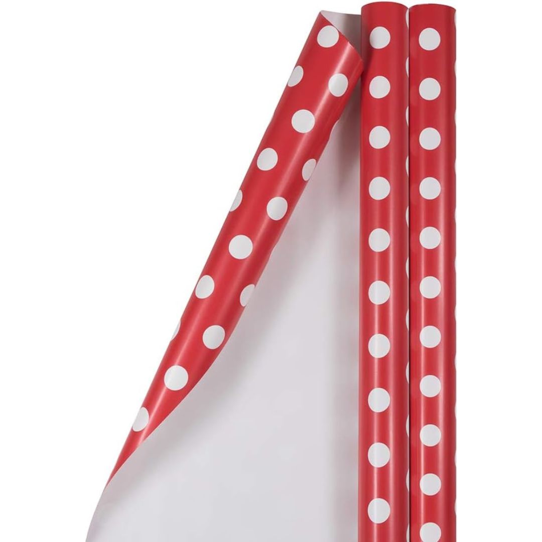 Gift Wrapping Paper 50 x 70cm Red With White Dots