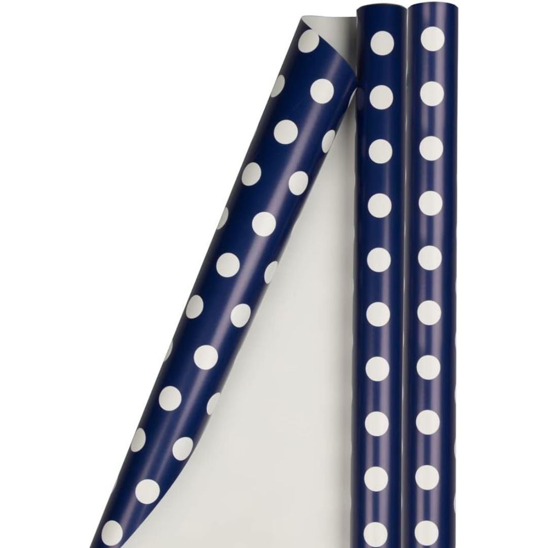 Gift Wrapping Paper 50 x 70cm Blue With White Dots