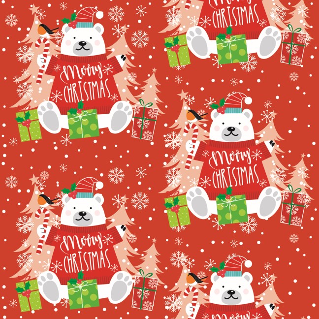 Christmas Wrapping Paper Single Sheet 50 x 70cm - Polar Bear