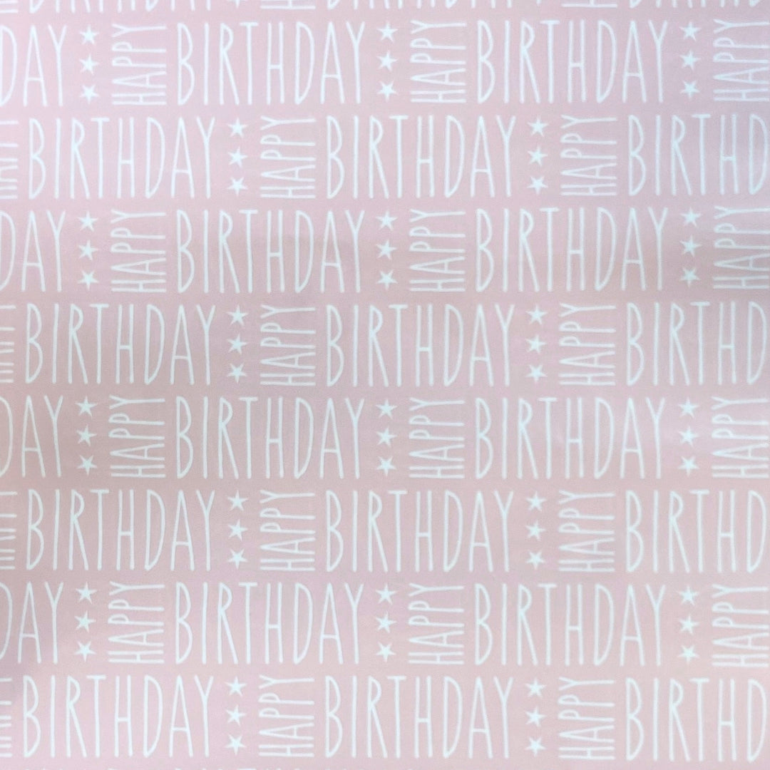 Gift Wrapping Paper Single Sheet 50 x 70cm - Happy Birthday Pink