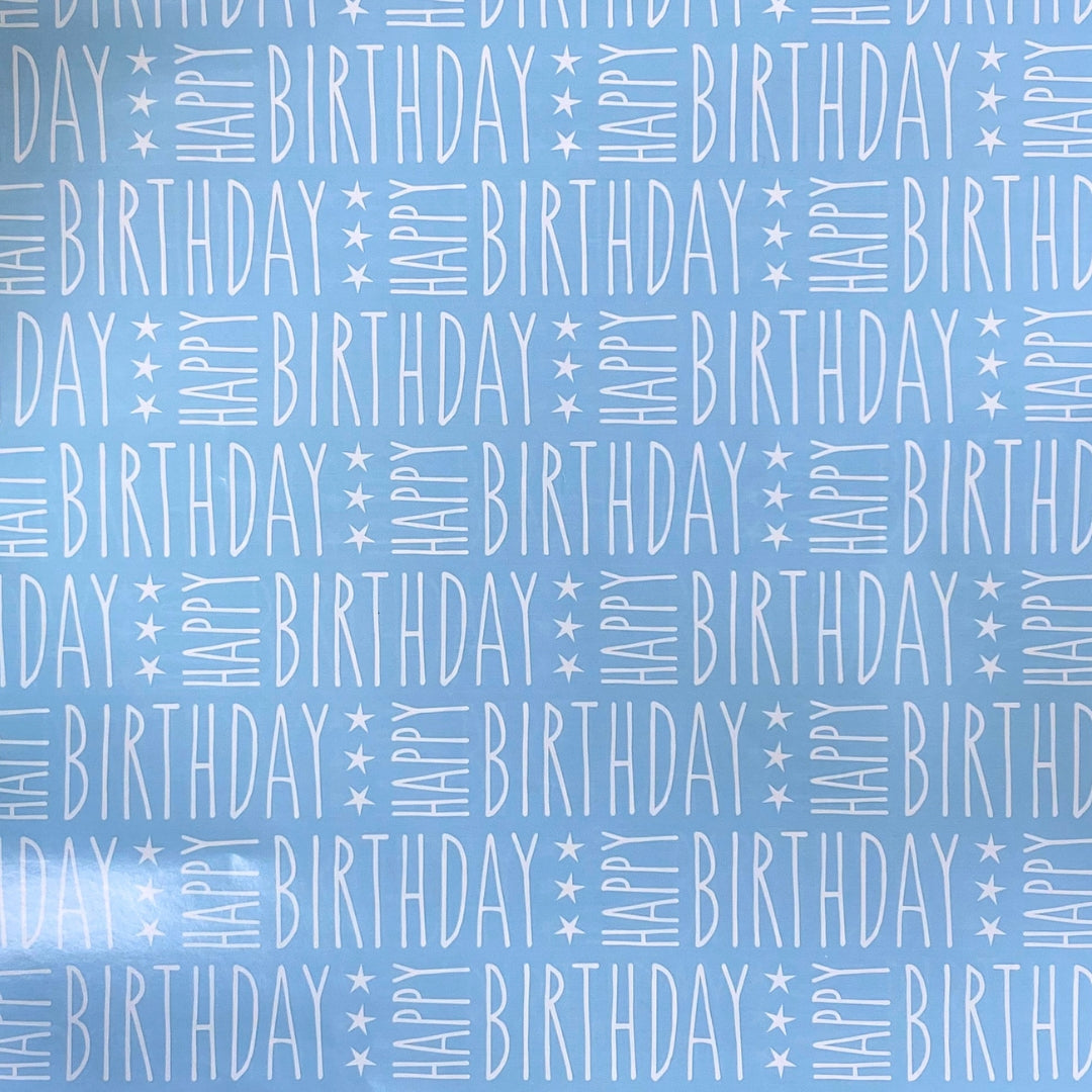 Gift Wrapping Paper Single Sheet 50 x 70cm - Happy Birthday Blue