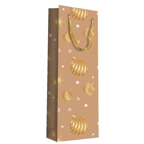 Florio Christmas Bottle Bag 39 x 12cm - Jingle Bells Gold