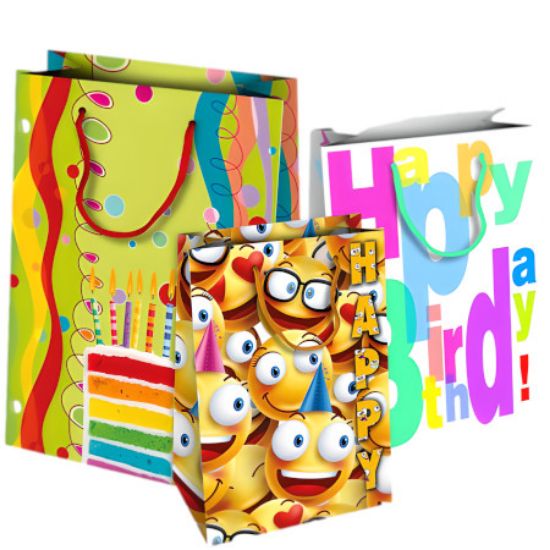 Gift Bag "Emoji, Happy Birthday, Cake" 46 x 34cm