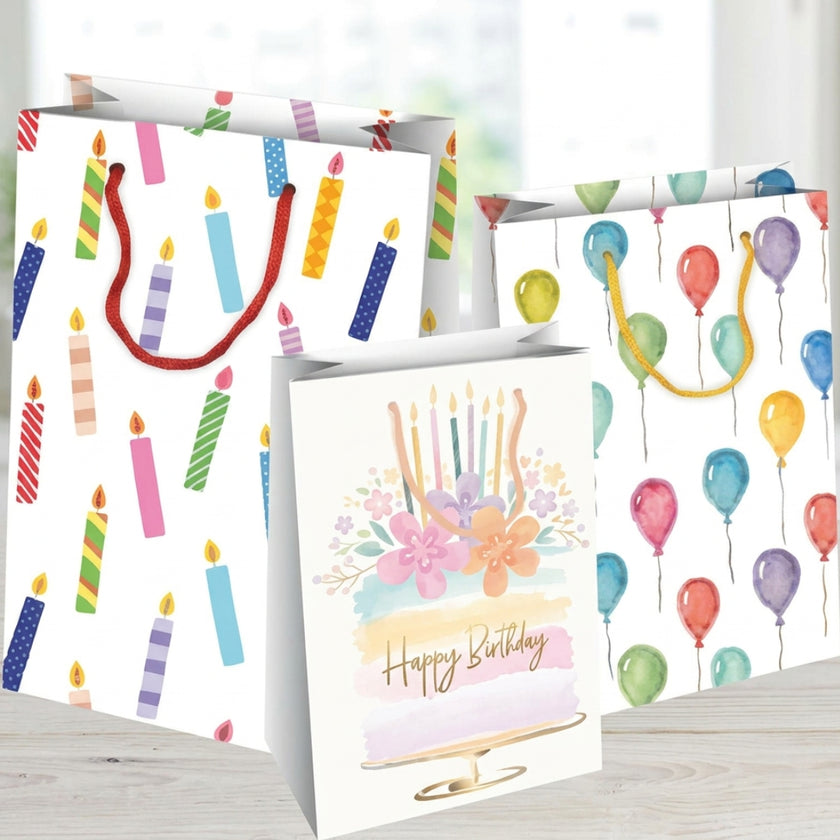 Florio Gift Bag Large 45 x 33cm - Birthday x 1pc Assortment