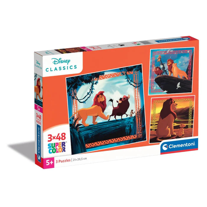 Clementoni Super Color Disney Classics 3 x 48pcs Puzzles 5+ - The Lion King