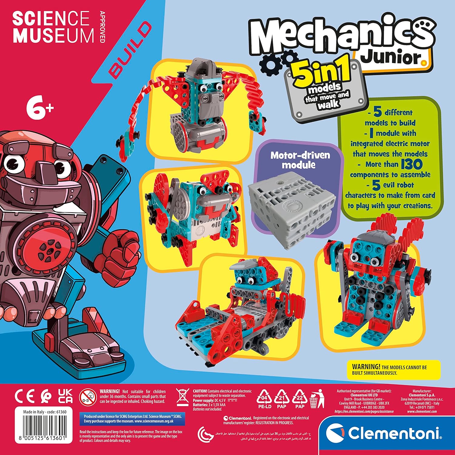 Clementoni Science Museum Mechanics Junior - 5 In 1 Models 6+