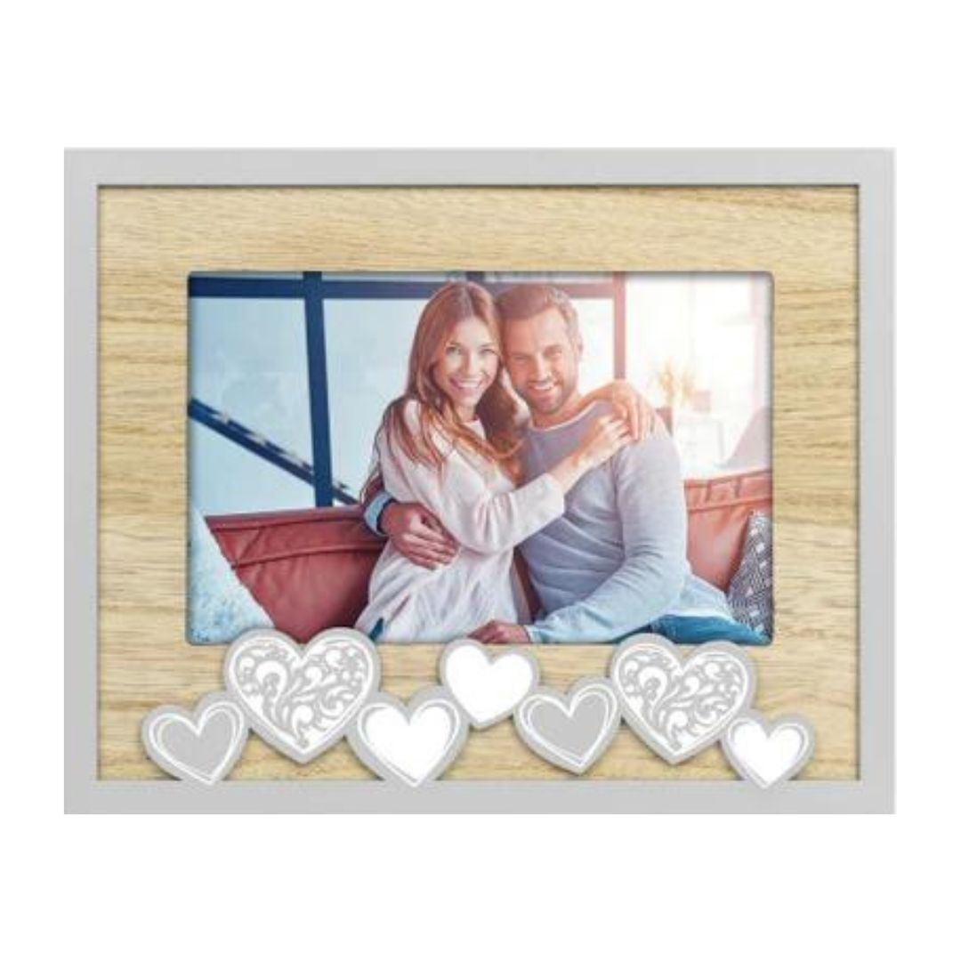 Zep Valentine's Horizontal Wooden Photo Frame 10 x 15cm - Grey/Brown