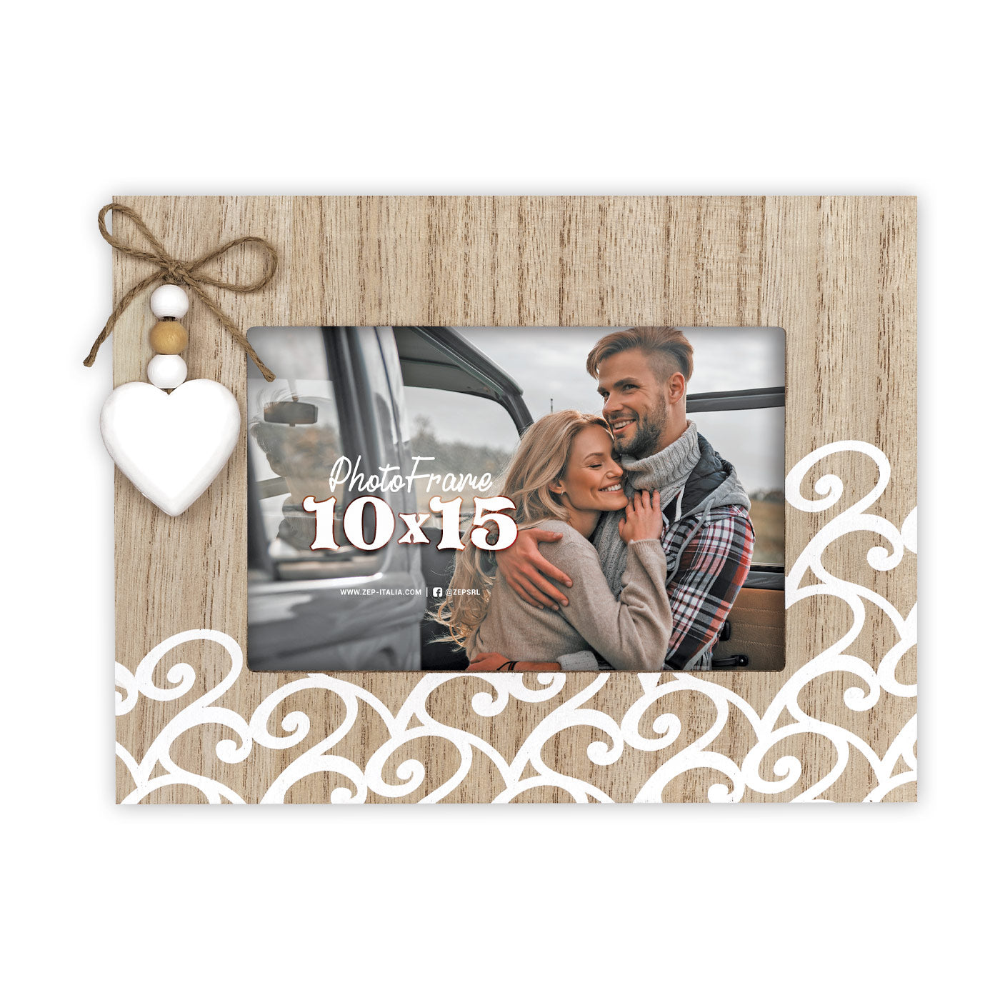 Zep Valentine's Horizontal Wooden Photo Frame 10 x 15cm - Brown