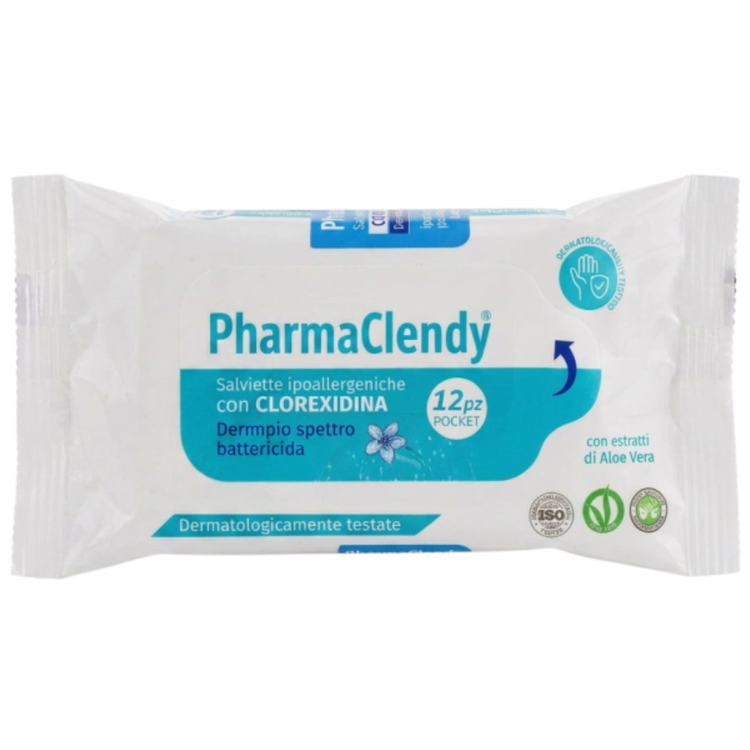 Clendy Sanitising Wet Wipes A Pack Of 12pcs - With Chlorhexidine
