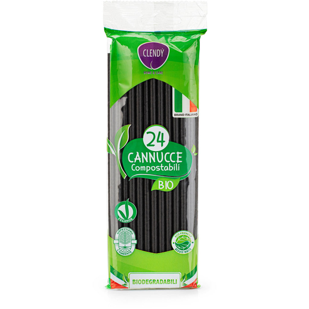 Clendy organic straws 24 pcs - Black