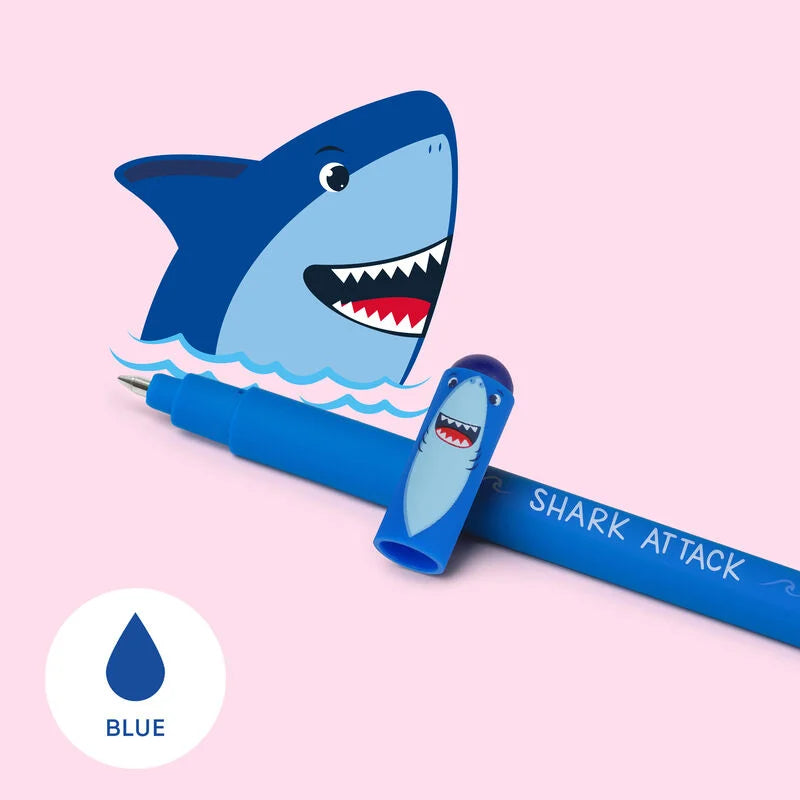 Legami Erasable Gel Pen 0.7mm Blue Ink Shark