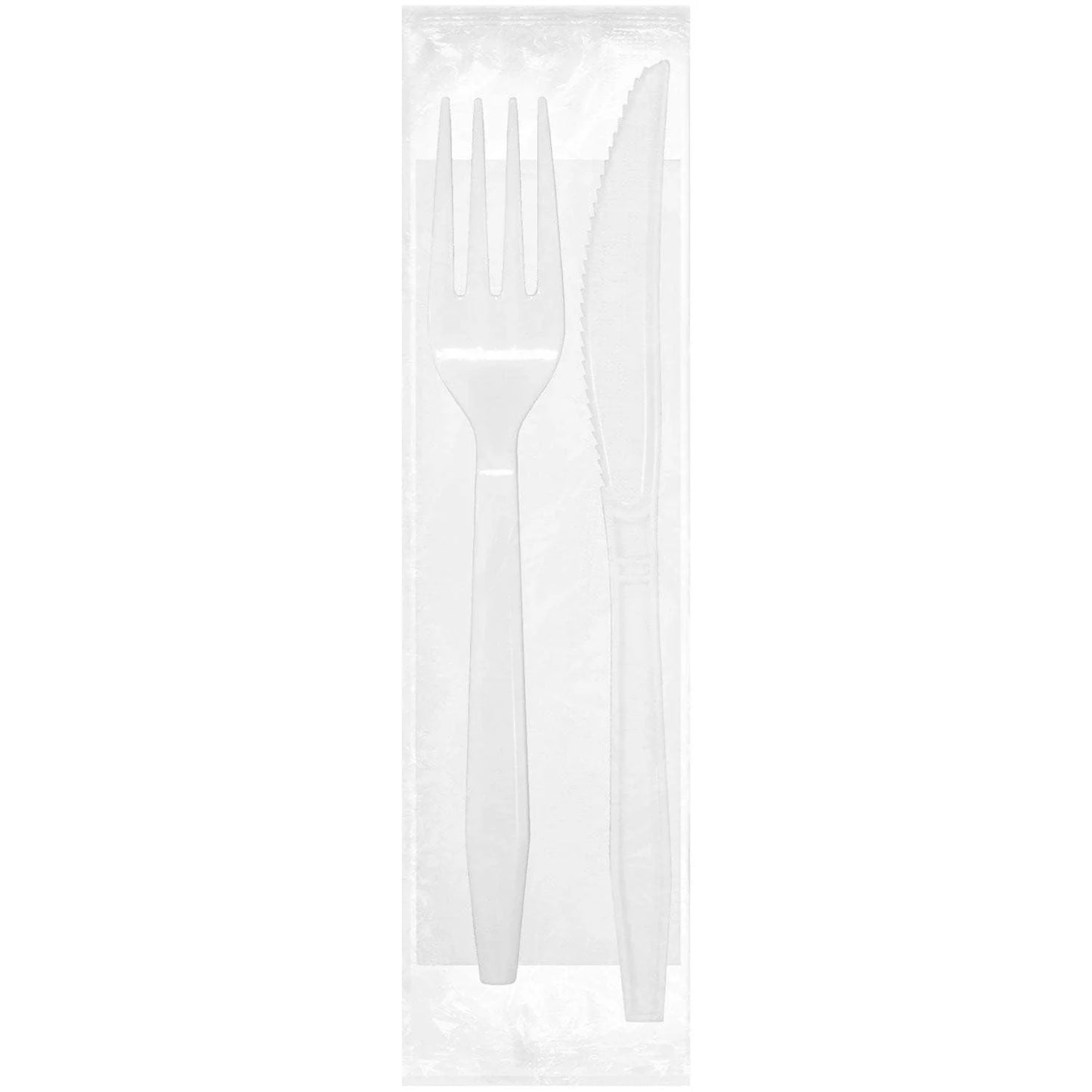 Clendy Cutlery Kit Transparent - Fork With Knife And Napkin