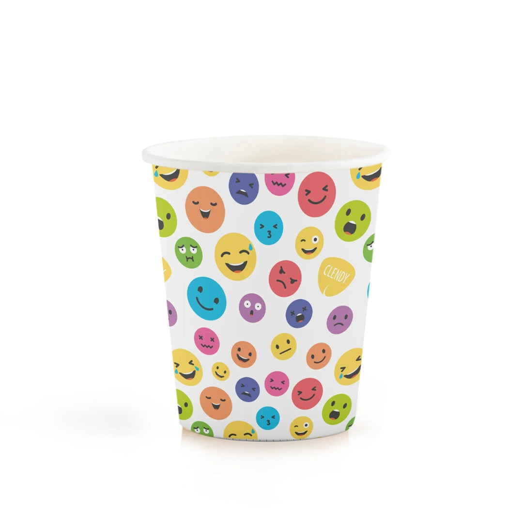 Clendy Compostable Paper Cups 240ml A Pack Of 25pcs - Emoji