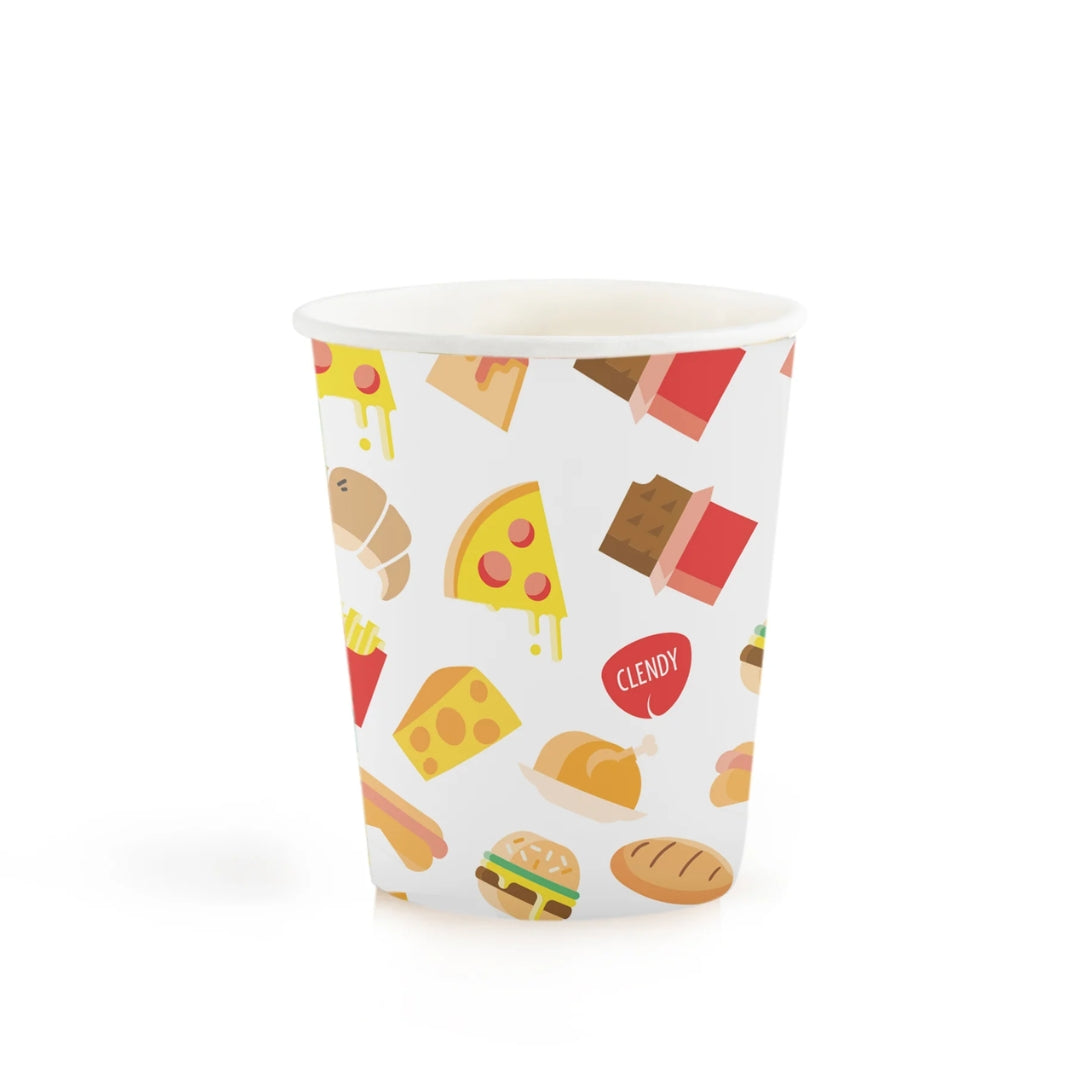 Clendy Compostable Paper Cups 240ml A Pack Of 25pcs - Food