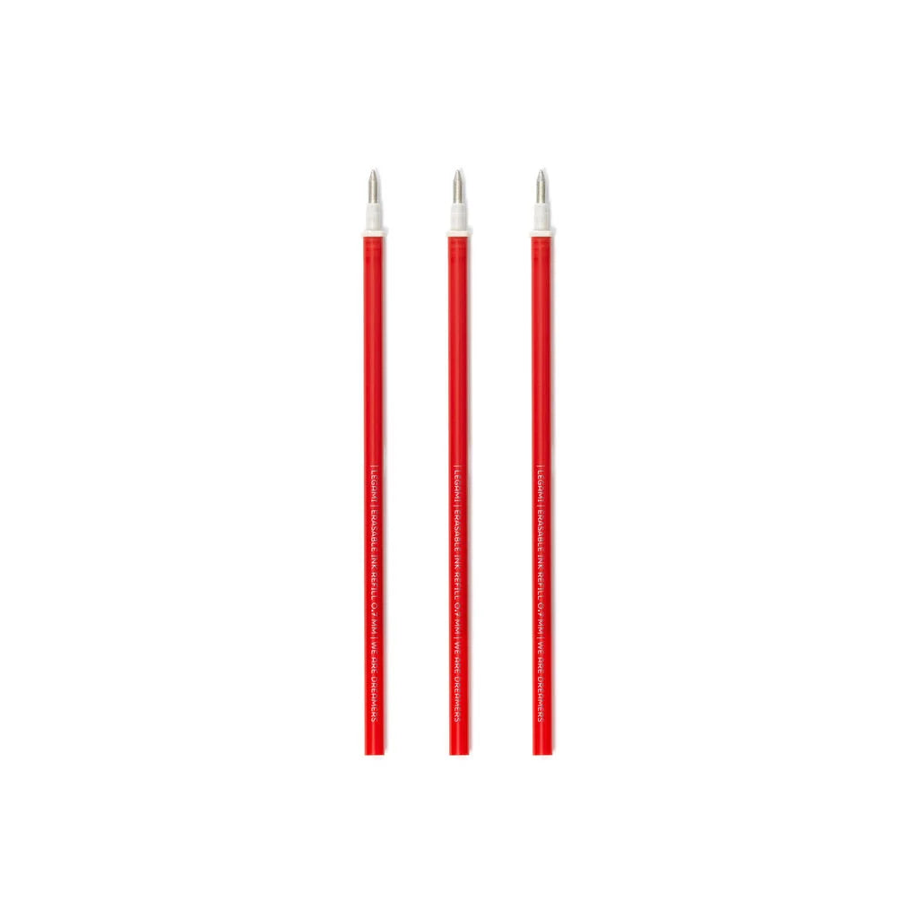 Legami Erasable Gel Pen Refill A Pack Of 3pcs - Red Ink