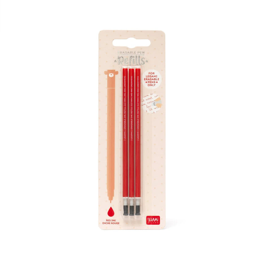 Legami Erasable Gel Pen Refill A Pack Of 3pcs - Red Ink